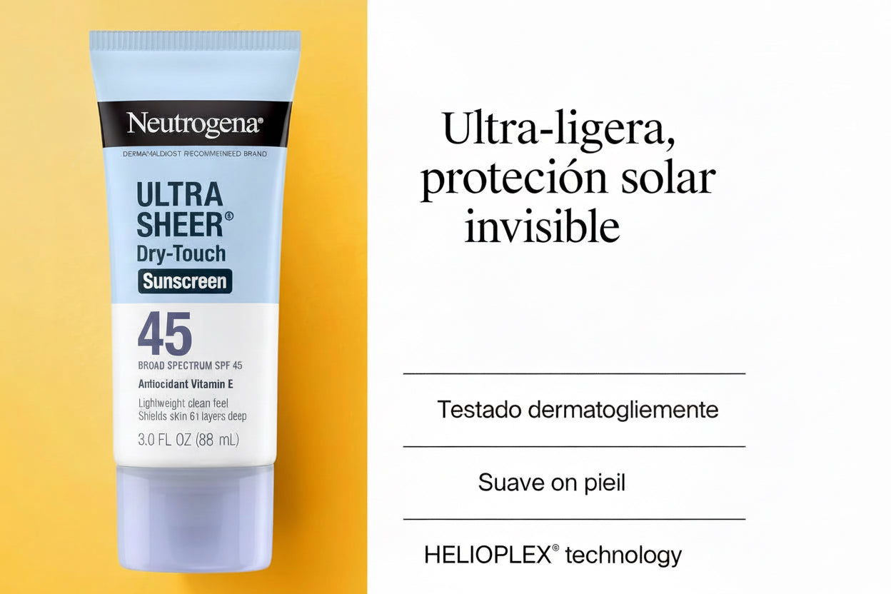 Neutrogena Protector Solar Ultra Transparente SPF 45, Paquete Doble, 6 Oz. Por
