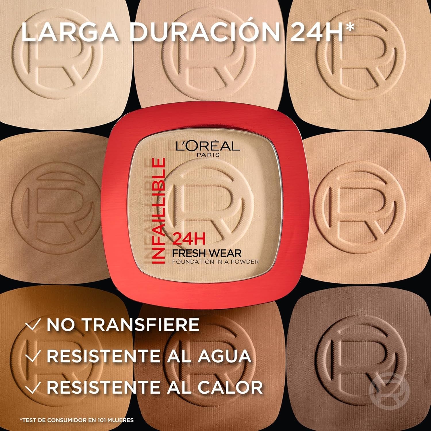 L'Oréal Paris Polvos Compactos Mate Infalible 24H, Larga Duración, Cobertura Media-Alta, Resistente Al Agua, Fórmula No Comedogénica, Tono: 140 Neutral, 50 G