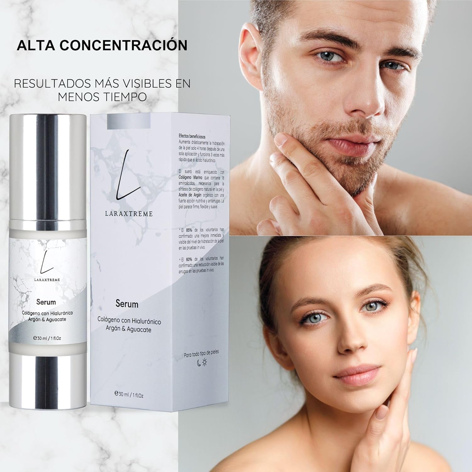 Serum Facial Con Acido Hialuronico Y Colageno - Hidratante, Antiarrugas Con Vitaminas K Y E | Acido Hialuronico Serum Facial Mujer - Serum Ácido Hialurónico Para Una Piel Radiante