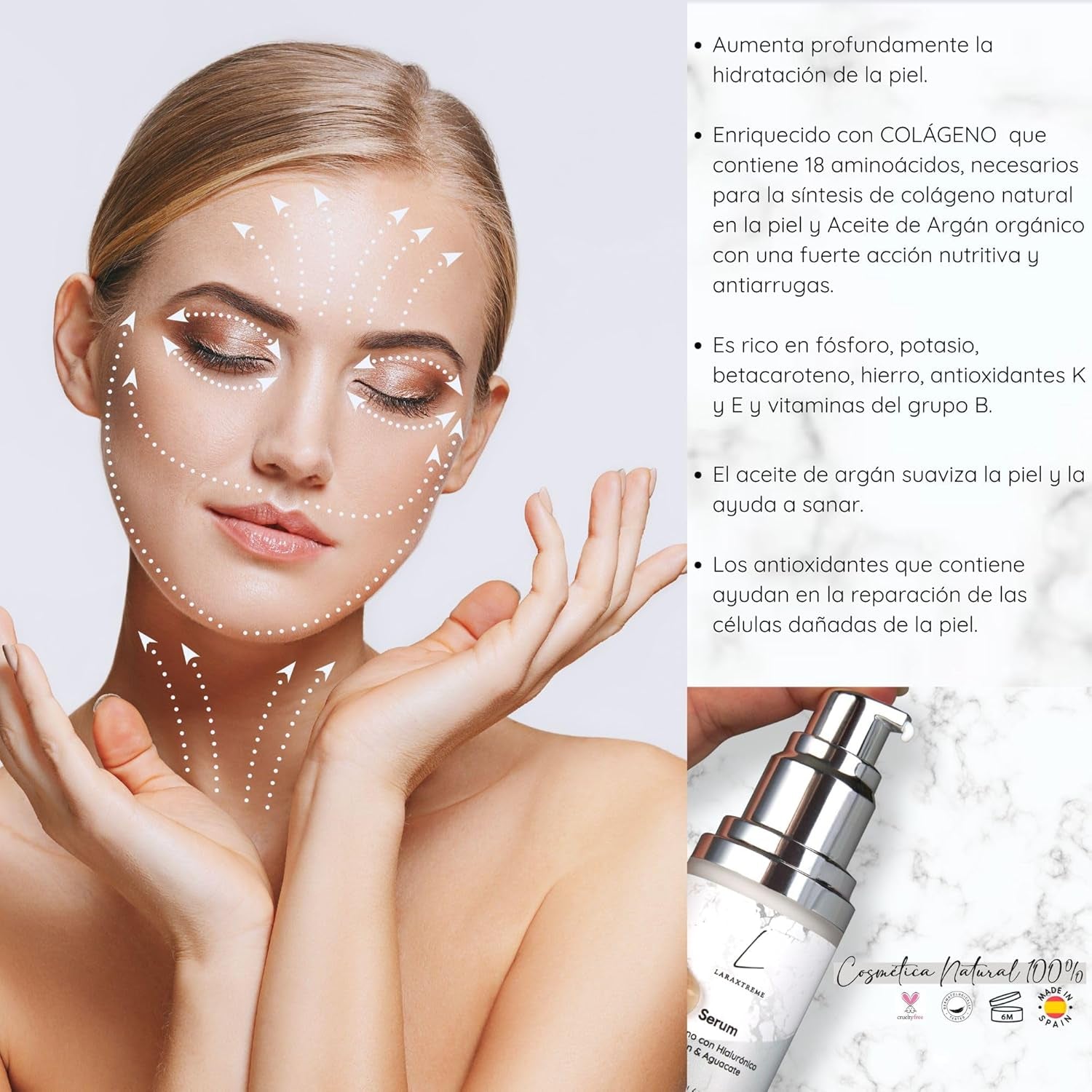 Serum Facial Con Acido Hialuronico Y Colageno - Hidratante, Antiarrugas Con Vitaminas K Y E | Acido Hialuronico Serum Facial Mujer - Serum Ácido Hialurónico Para Una Piel Radiante