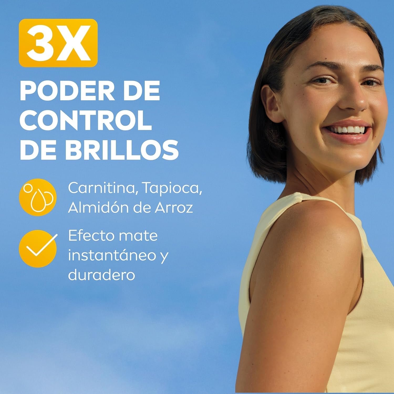 Control De Brillos Protección Facial FP50+ Transpirable - Matificante 12 H - Carnitina, Tapioca, Almidón De Arroz, Licocalcón a - Textura Ligera Y 0% Sensación Grasa - Piel Grasa - 40 Ml