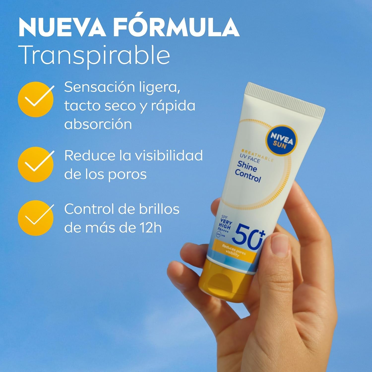 Control De Brillos Protección Facial FP50+ Transpirable - Matificante 12 H - Carnitina, Tapioca, Almidón De Arroz, Licocalcón a - Textura Ligera Y 0% Sensación Grasa - Piel Grasa - 40 Ml