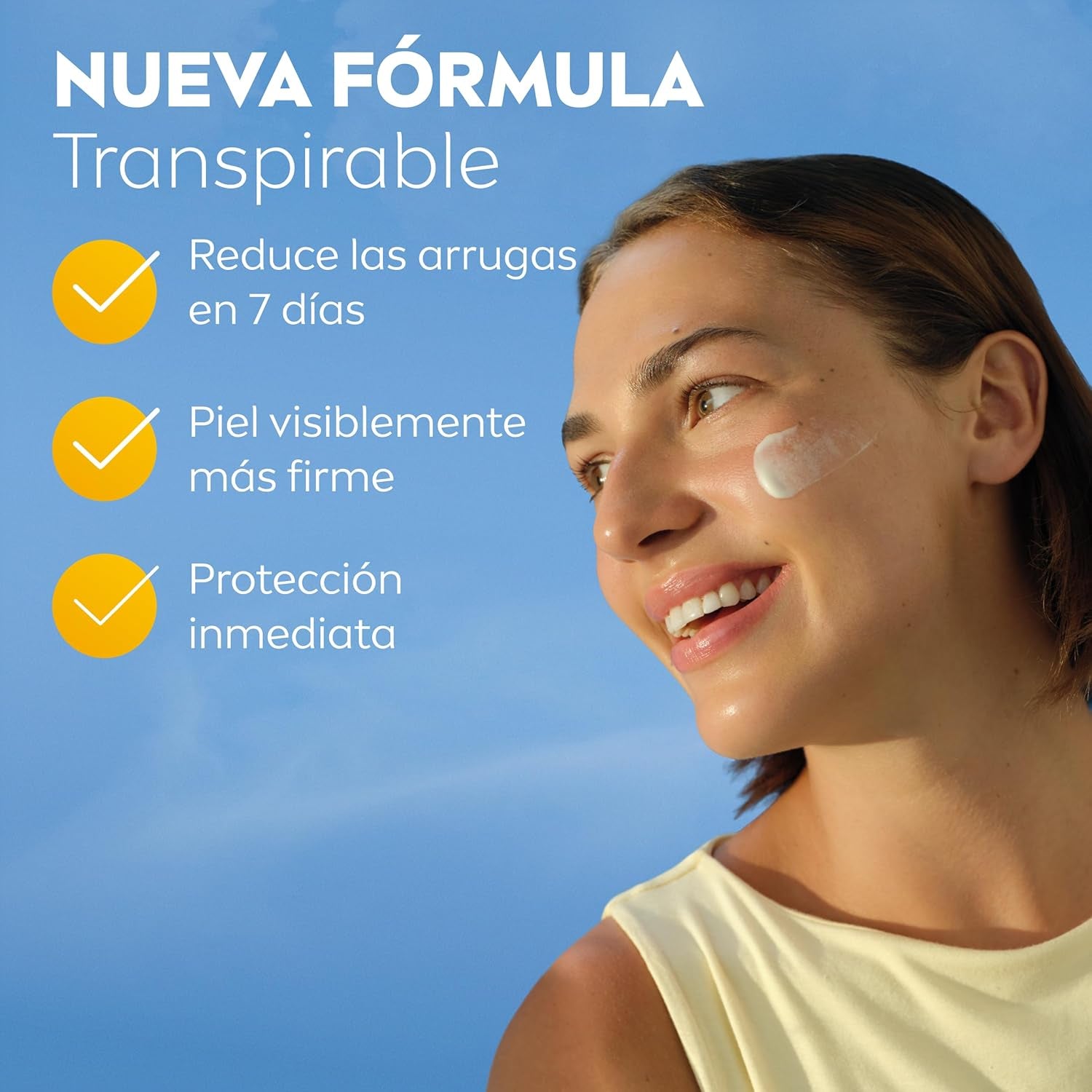 NIVEA SUN Q10 Protección Facial Antiedad SPF50+ Transpirable - Crema Solar Facial UV - Reduce Arrugas En 7 Días - Q10, Péptidos De Colágeno, Licocalcón a - 0% Sensación Grasa - Piel Madura - 40 Ml