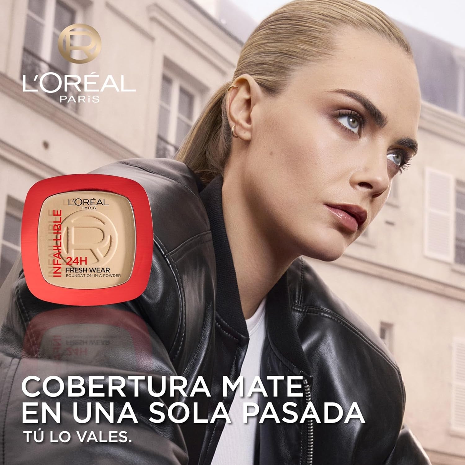 L'Oréal Paris Polvos Compactos Mate Infalible 24H, Larga Duración, Cobertura Media-Alta, Resistente Al Agua, Fórmula No Comedogénica, Tono: 140 Neutral, 50 G