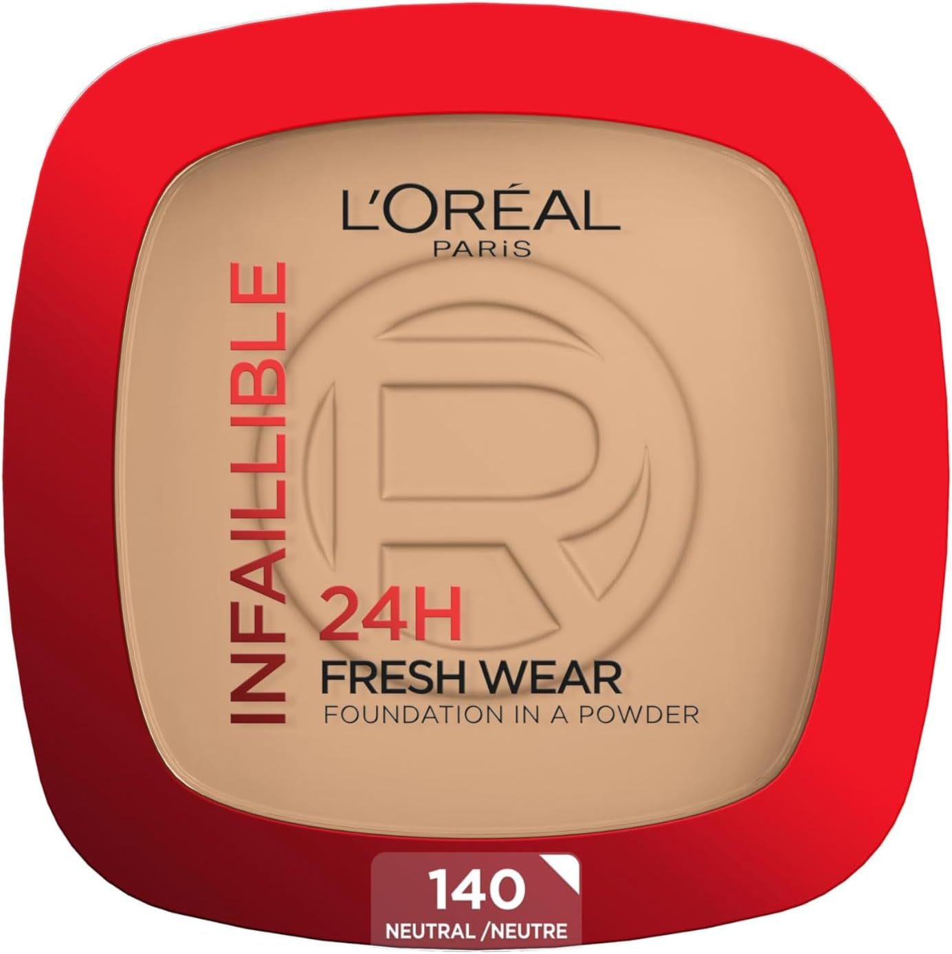 L'Oréal Paris Polvos Compactos Mate Infalible 24H, Larga Duración, Cobertura Media-Alta, Resistente Al Agua, Fórmula No Comedogénica, Tono: 140 Neutral, 50 G